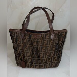 FENDI BROWN ZUCCA CANVAS GRAND SHOPPING TOTE